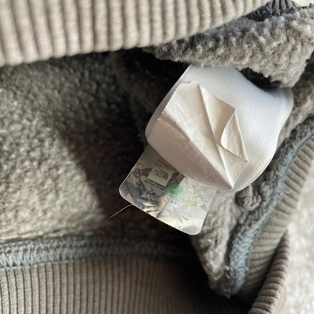 North Face Hoodie Mens Medium Sweatshirt Glitch Logo Fleece Pullover‎ Gray